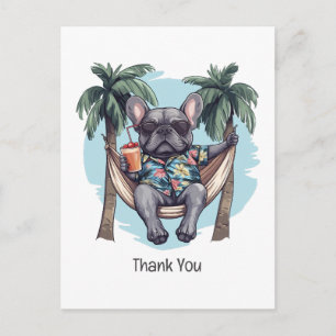 Dank Je Franse Bulldog In Hawaiiaanse Top Briefkaart