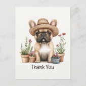 Dank je Franse Bulldog Tuinieren Bloempotten Briefkaart (Voorkant)