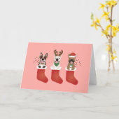 Dank je Franse Bulldoggen Kerstmis Kaart (Gele Bloem)