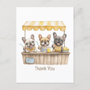 Dank je Franse Bulldoggen Limonadestand Briefkaart
