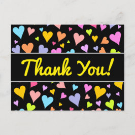 "Dank je!"; Fun, liefdevol, kleurrijk hartenpatroo Briefkaart