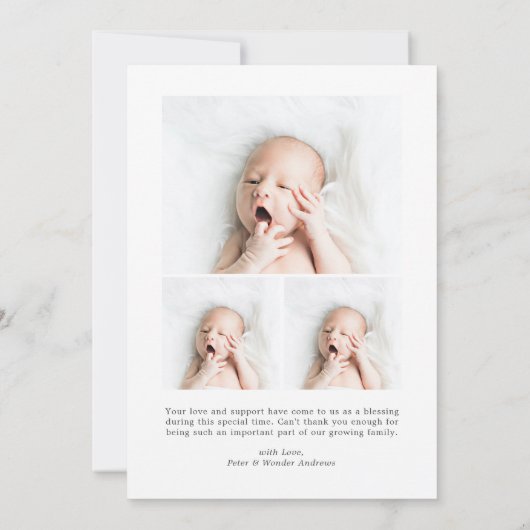 Dank je geboorte Aankondiging Newborn Fotokaart (Achterkant)