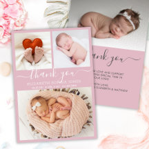 Dank je Geboorteaankondiging Blush Fotocollage