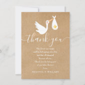 Dank je gedicht baby jongen shower Ooievaar Rustie Bedankkaart (Voorkant)