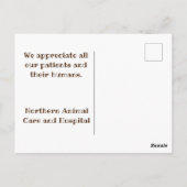 Dank je geduldige wilde kat Brown Dierenverzorger Briefkaart (Achterkant)