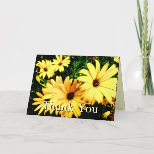 Dank je Gele Bloemen met Regendruppels Kaart (Voorkant)