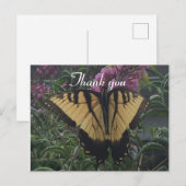 Dank je Gele en Zwarte Vlinder Briefkaart (Voorkant / Achterkant)