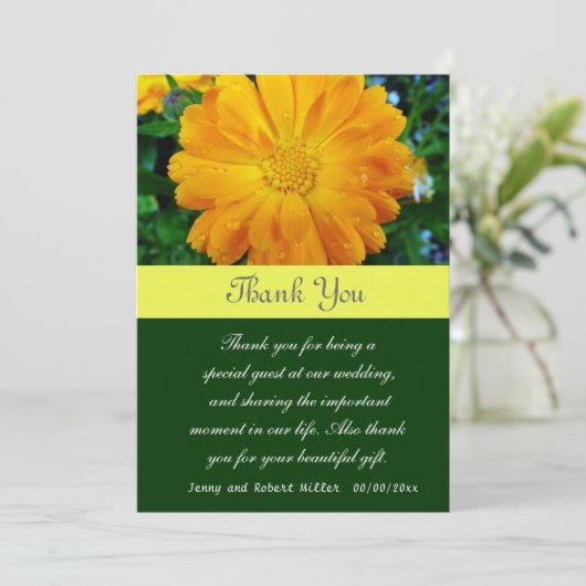 Dank je, gele maisiebloemen bedankkaart (Staand voorkant)