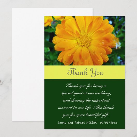 Dank je, gele maisiebloemen bedankkaart (Voorkant / Achterkant)