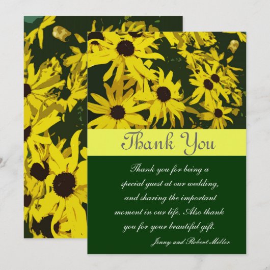 Dank je, gele maisiebloemen bedankkaart (Voorkant / Achterkant)