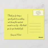 Dank je, gele maisiebloemen briefkaart (Achterkant)