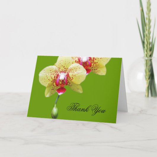 dank je , gele orchidee bloemen bedankkaart (Voorkant)