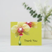dank je , gele orchidee bloemen briefkaart (Staand voorkant)