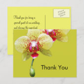 dank je , gele orchidee bloemen briefkaart (Voorkant / Achterkant)