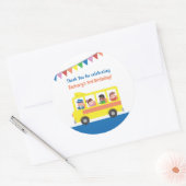 Dank Je Gele Schoolbus Verjaardagsfeestje Ronde Sticker (Envelop)