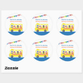 Dank Je Gele Schoolbus Verjaardagsfeestje Ronde Sticker (Vel)