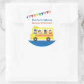 Dank Je Gele Schoolbus Verjaardagsfeestje Ronde Sticker (Tas)