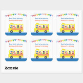 Dank Je Gele Schoolbus Verjaardagsfeestje Vierkante Sticker (Vel)