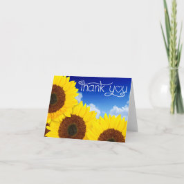 Dank Je Gele Zonnebloem Bloem Blauw Notitiekaart
