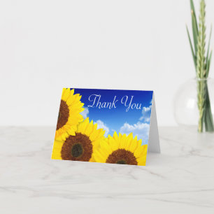 Dank Je Gele Zonnebloem Bloem Motief Blauwe Notiti Bedankkaart