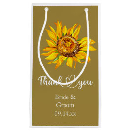 Dank je Gele Zonnebloem op bruiloft Klein Cadeauzakje