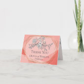 Dank je | Geometrische Koraal Bloem Gouden Lijst Bedankkaart (Voorkant)