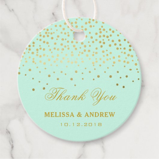 Dank je | Glamoureuze Gouden Sparkles - Mint Bruil Bedankjes Labels (Voorkant)