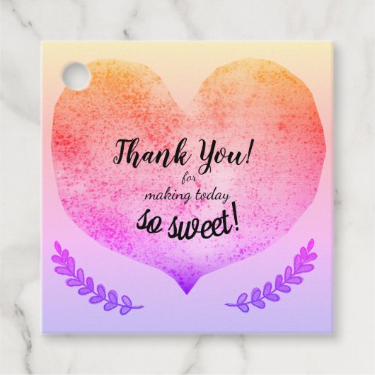 Dank je glimmend hart bedankjes labels (Voorkant)