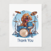 Dank je Goldendoodle-hond speelt drums Briefkaart (Voorkant)