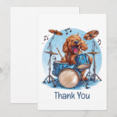 Dank je Goldendoodle Hond Speelt op Drums Bedankkaart (Voorkant / Achterkant)