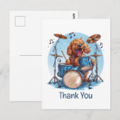 Dank je Goldendoodle Hond Speelt op Drums Briefkaart (Voorkant / Achterkant)