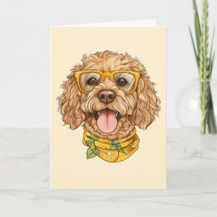 Dank je Goldendoodle Hond Zonnebril Sinaasappels Bedankkaart