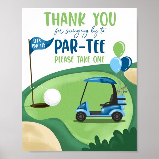 Dank je Golf Par-T-shirt Boy Birthday Sign Poster (Voorkant)