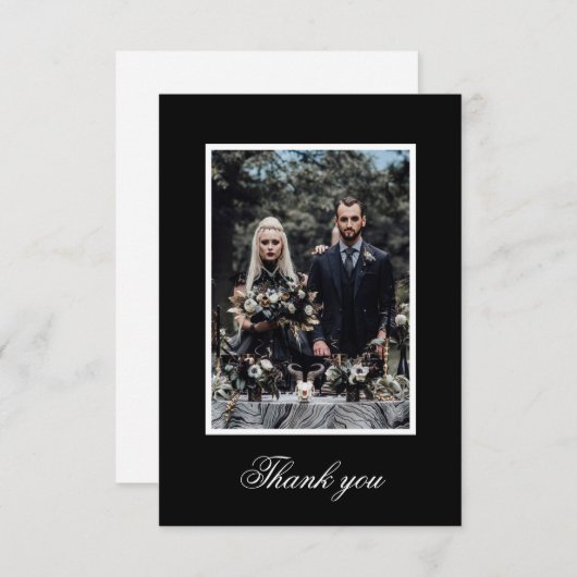 Dank je Gothic Wedding Black en White Skeleton Bedankkaart (Voorkant / Achterkant)