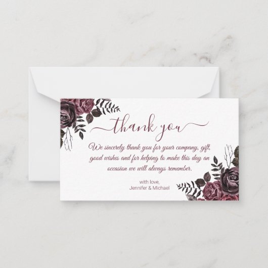 dank je gothische bloem bruiloft modern rood schri notitiekaartje (Voorkant)