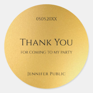 Dank je goud sjabloon Elegante gouden ontwerp Ronde Sticker