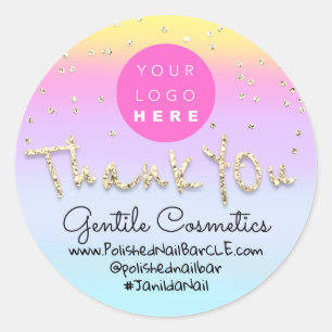 Dank je goud Sweet 16th Logo Naam  Ombre Blauw Ronde Sticker