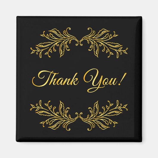 Dank je gouden effect op zwart Dank je Magneet (Voorkant)