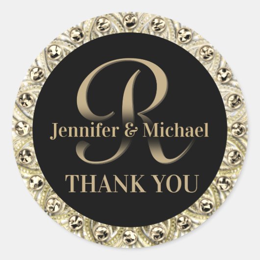 Dank je gouden glamourzegel ronde sticker (Voorkant)
