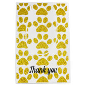 Dank je gouden glinsterende pootafdrukken Cute Bru Medium Cadeauzakje (Voorkant)