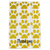 Dank je gouden glinsterende pootafdrukken Cute Bru Medium Cadeauzakje (Achterkant)