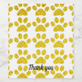 Dank je gouden glinsterende pootafdrukken leuk voo wijn etiket (Enkel label)