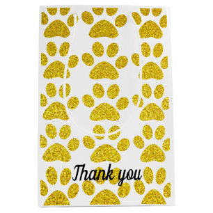 Dank je Gouden Glitter Pootafdrukken Cute Bruiloft Medium Cadeauzakje