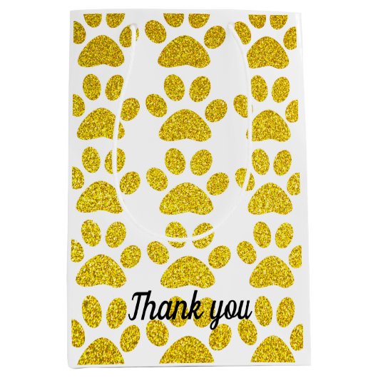 Dank je gouden glitters paarsegel bruiloften medium cadeauzakje (Voorkant)