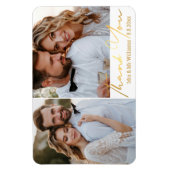 dank je , gouden handschrijvende trouwfoto ' s col magneet (Verticaal)