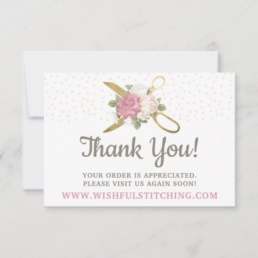 Dank je gouden naaischaar versleten bloemen kaart (Voorkant)