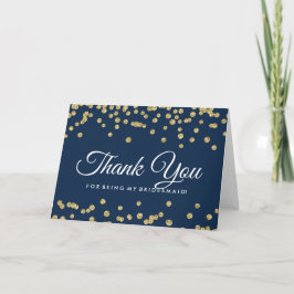 Dank je gouden nepschitterwerk confetti marineblau bedankkaart