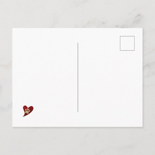 Dank je Gouden Pootafdruk Rode Hart Waardering Briefkaart (Achterkant)