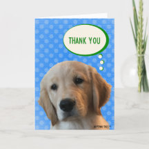 Dank je Gouden Retriever Hond Blauwe Stippen Kaart