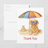 Dank je Gouden Retriever Strandhond Briefkaart (Voorkant / Achterkant)